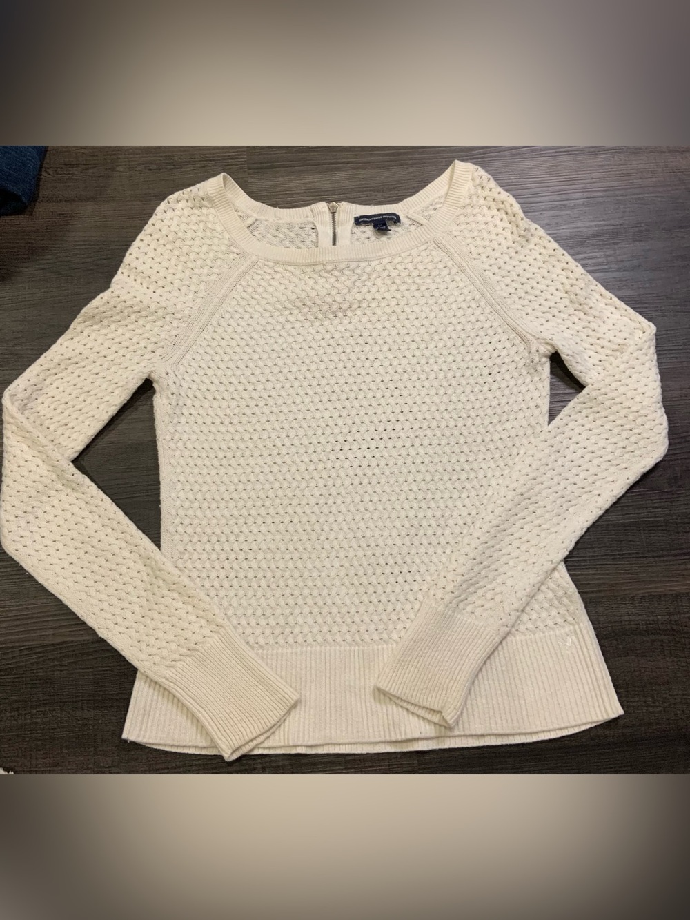 American Eagle Outfitters Cream Textured Crewneck Sweater